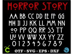 american horror story font otf, ahs font svg, horror story font svg, horror story letters svg, halloween font