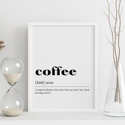 Coffee Definition Poster | Coffee Lover Wall and Home Decor | Dictionary Meaning Frame | Word Art Print Digital File