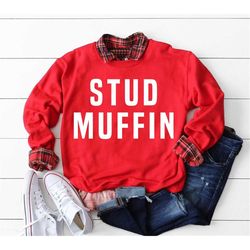 Stud Muffin Shirt, Boys Valentines Sweatshirt, Baby Boy Valenetines Day Outfit, Toddler Boy Valentine Sweater, Trendy Ki