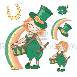PATRICK CLOVER Saint Patrick Day Vector Illustration Set
