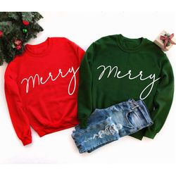 Merry Sweatshirt, Merry Christmas Shirt for Women, Christmas Crewneck Christmas Sweater
