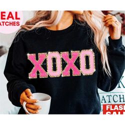 valentines day sweatshirt, valentines day gift for her, chenille patch valentines day shirt, embroidered crewneck sweate