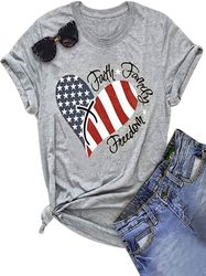 Women's Clothing,Lovely Flag Heart & Letter Print T-Shirt - Perfect for Spring & Summer