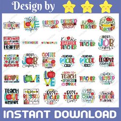 Colorful Teacher PNG Bundle, Teaching, Funny Teacher Designs, Teacher PNG Sublimation Print, Teacher Sublimation