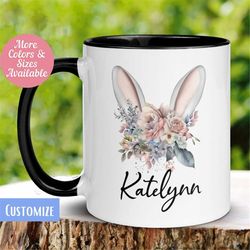 Personalized Easter Mug, Easter Bunny Mug, Bunny Ears Mug, Name Mug, Easter Bunny Coffee Mug, Easter Cup, Happy Easter G