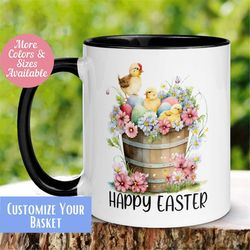 Easter Basket Mug, Easter Mug, Easter Coffee Mug, Spring Easter Basket, Happy Easter Gift, Easter Cup,  Easter Basket, E