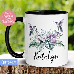 Personalized Orchid Flower Name Mug, Custom Name Mug, Name Mug, Custom Coffee Mug, Personalized Mug, Watercolor Flower M