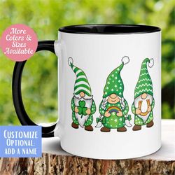 St Patricks Day Mug, Gnome Mug, Irish Coffee Mug, Saint Patrick's Day Gnomes, Personalized Shamrock Clover Mug, Lucky Mu
