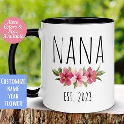 Nana Mug, Flower Name Mug, Custom Name Mug, Name Mug, Custom Coffee Mug, Personalized Mug, Flower Mug, Floral Tea Cup, G
