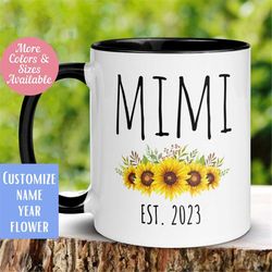 Mimi Mug, Flower Name Mug, Custom Name Mug, Name Mug, Custom Coffee Mug, Personalized Mug, Flower Mug, Floral Tea Cup, G