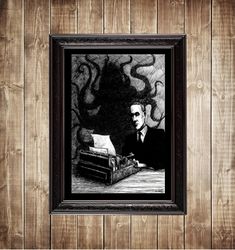 Howard Phillips Lovecraft. Dark style Portrait. Necronomicon Artwork. Gothic Picture. Occult style illustration. 818.