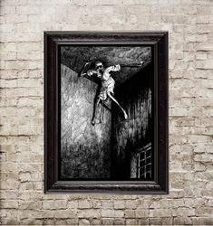 3 a.m. Horror style wal hanging. Bizarre ghost poster. Macabre painting gift. Gothic Home Decor. 814.