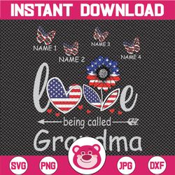 Personalized Names Love Being Called Grandma PNG US Flag Sunflower 4th of July Independence Day Patriotic Freedom Tee De