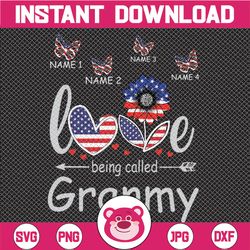 Personalized Names Love Being Called Granmy PNG US Flag Sunflower 4thof July Independence Day Patriotic Freedom Tee Desi