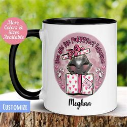 Valentine Mug, Tea Coffee Cup, Valentine's Day Mug, Cute Valentine Cat, Black Cat, Valentine Gift, Love Heart Birthday G