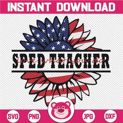 Sped Teacher Love What You Do American Flag SVG Preschool Teacher Sunflower svg 4th of July Patriotic Distressed Flag Am