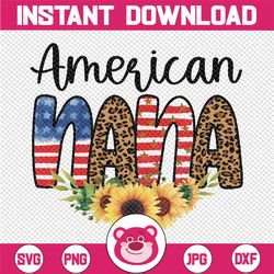 American Nana PNG Leopard Sunflower 4th of July sublimation PNG designs downloads, Patriotic png design, Patriotic png s