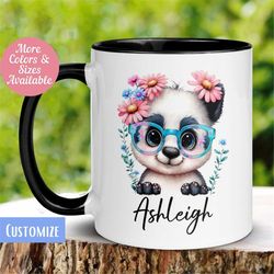 Personalized Panda Mug, Custom Name Mug, Name Mug Personalized, Panda Bear Animal Coffee Mug, Cute Colorful Coffee Cup G