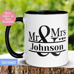 Mr & Mrs Mug, Wedding Mug, Anniversary Mug, Valentine Mug, Personalized Name Mug, Custom Mug, Tea Coffee Cup, Couple Gif