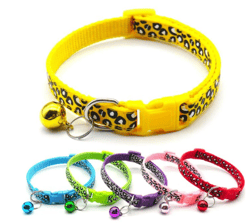 Fashion Pet Dog Collar Colorful Pattern Leopard print Cute Bell Adjustable Collars For Dog Cats Puppy DIY Pet Accessorie