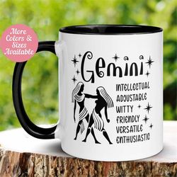 Gemini Mug, Zodiac Mug, May June Birthday Mug, Gemini Horoscope Mug Celestial Astrology Coffee Mug Cup, Gift for Gemini
