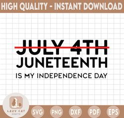 Juneteenth Is My Independence Day Not July 4th SVG, PNG JPEG Text File, Cricut or Silhouette Cutting File
