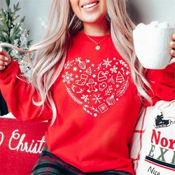 Cottagecore Christmas Sweatshirt for Women, Vintage Christmas Crewneck, Christmas Doodle Sweater