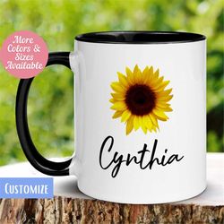 Personalized Sunflower Name Mug, Custom Name Mug, Name Mug, Custom Coffee Mug, Personalized Coffee Mug, Flower Mug, Birt