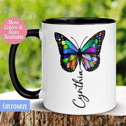 Personalized Colorful Butterfly Name Mug, Custom Name Mug, Name Mug, Custom Coffee Mug, Personalized Coffee Mug, Cute Ha