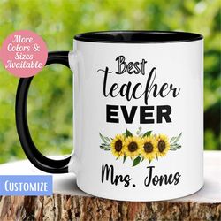 Personalized Teacher Mug, Best Teacher Ever Mug, Teacher Appreciation, Teacher Coffee Cup, Gift for Teacher, Teacher Ret