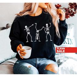 Dancing Skeleton Sweatshirt, Funny Halloween Sweatshirt for Women, Plus Size
