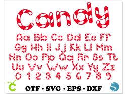 Candy Cane Font SVG Cricut, Candy Font SVG, Candy Cane Font OTF, Candy letters SVG, Christmas Svg, Christmas Font SVG