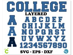 College Font SVG Layered Cricut | College Font SVG, College shirt svg, College letters SVG, College Font Cricut