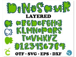 Dinosaur Layered Font SVG, Dinosaur Font SVG, Dinosaur Alphabet SVG, Dinosaur shirt svg, Dinosaur letters SVG