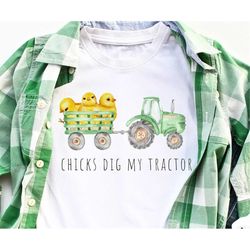 Easter Boys Shirt | Funny Easter Shirt Toddler Tee | Chicks Dig my Tractor, Baby Boy Easter Outfit | Boys Easter Basket