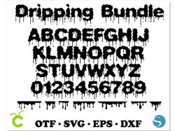 Halloween font for Cricut, Dripping Blood font SVG, Dripping font OTF, Dripping Blood svg, Dripping borders svg cricut