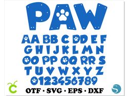 Paw Patrol Font TTF, Paw Patrol Font SVG Cricut, Dog font svg, Paw svg Cricut, Dog letters SVG, Dog shirt SVG