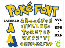 Pokemon Font SVG Cricut, Pokemon Font PNG, Pokemon Font SVG Layered Cricut, Kids Font Cricut, Birthday Font SVG