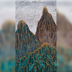 Modern painting interior Acrylic painting mountains Abstract painting for home Abstract art Mountain painting as a gift