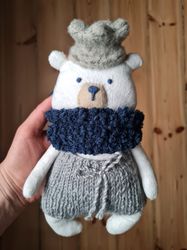 handmade bear toy with hearing devices