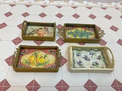 dollhouse trays. puppet miniature. 1:12. dollhouse accessories.