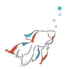 Fish Embroidery Line Art Design - Goldfish Fish Embroidery Pattern - Simple Embroidery Design