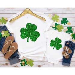 Mommy and Me St Patricks Day Shirts for Baby St Patricks Day Outfit glitter shamrock tee matching st pattys day tees luc