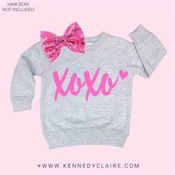 Girls XOXO Shirt, Toddler Valentines Sweatshirt, Baby Girl Valentines Day Outfit, Kids Heart T Shirt