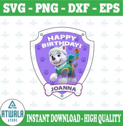 Personalized Name, Paw Patrol Chase Birthday Png, Paw Patrol Birthday Png Family Birthday Raglan Kids Family Only PNG Fi
