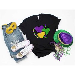 Mardi Gras Love Hearts Shirt, Mardi Gras Shirt, Fat Tuesday Shirt, Flower de Luce Shirt, Louisiana Shirt, Saints New Orl