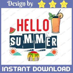 Hello Summer Png, Summer sign Png, Summer Png, Beach Png, Hello Summer Png