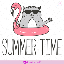 Cat Summer Time Svg, Trending Svg, Cat Svg, Flamingo Svg, Flamingo Float Svg, Sunglasses Svg, Swimming Float Svg, Summer