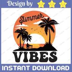Summer Vibes PNG Print File for Sublimation Or Print, Retro Sublimation, Summer, Beach Designs, Vintage, Leopard Print