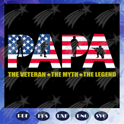 Papa the veteran the myth the legend, papa svg, daddy svg, father svg, fathers day gift, fathers day svg, dad svg, poppo
